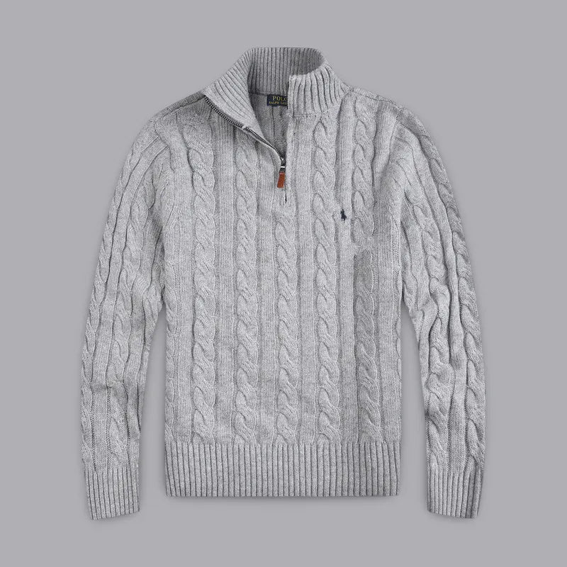Half-Zip Kabelgebreide Katoenen Sweater
