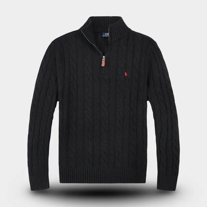 Half-Zip Kabelgebreide Katoenen Sweater
