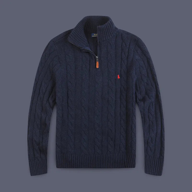Half-Zip Kabelgebreide Katoenen Sweater