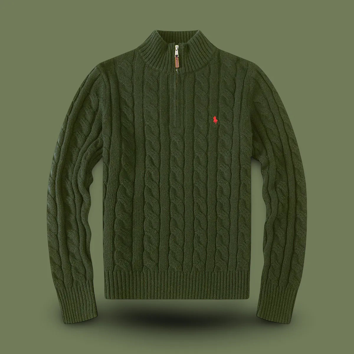 Half-Zip Kabelgebreide Katoenen Sweater